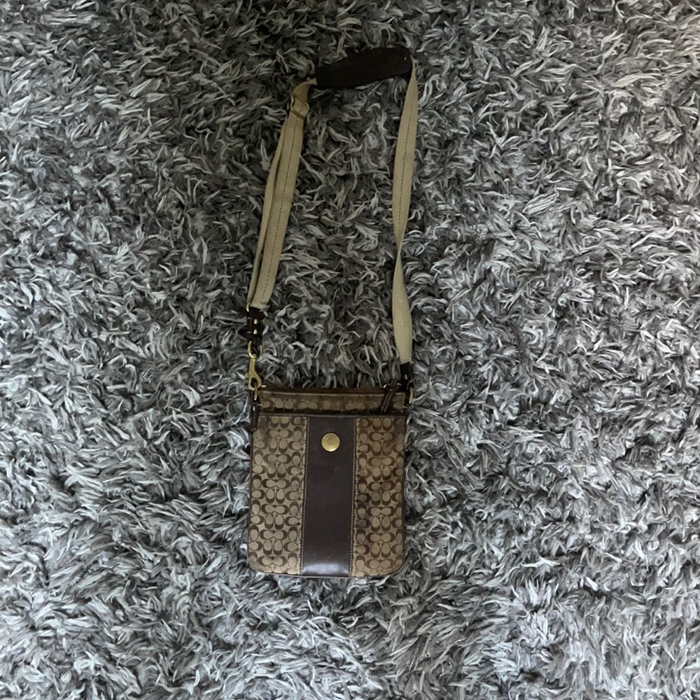 Vintage brown coach crossover bag